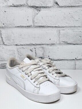 PUMA Cali Court Womens Size 9 White Gold Platform Low Top Sneakers